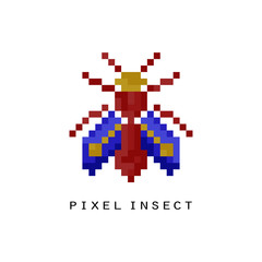Pixel fly insect vector illustration