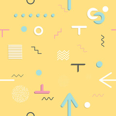 Abstract seamless patterns 80'-90's styles. Trendy memphis style