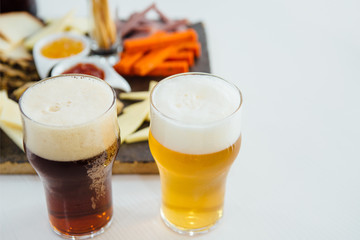 Close up of blur glass of beer