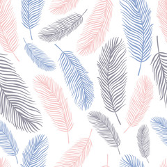 Seamless pattern with exotic feathers.