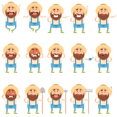 Set of flat farmer icons