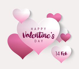 Valentine's day with cut paper heart. Vector illustration