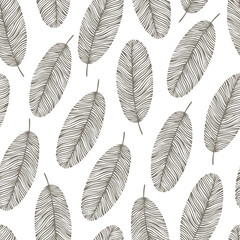 Vintage seamless pattern with hand drawn leaves.