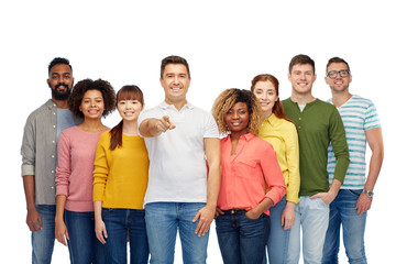 Obraz premium international group of people pointing on you