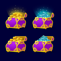 Purple Chest set for game interface