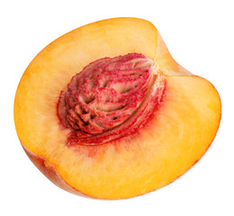 half cut peach isolated on white background