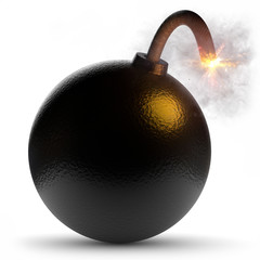 3d illustration of bomb against white background