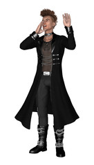 3D Rendering Gothic Male Model on White