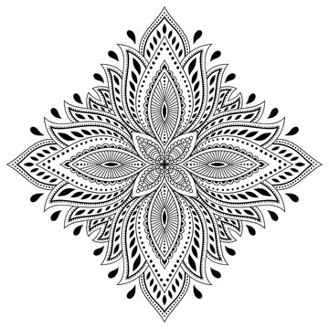Vector henna tatoo mandala. Mehndi style.Decorative pattern in oriental style. Coloring book page.