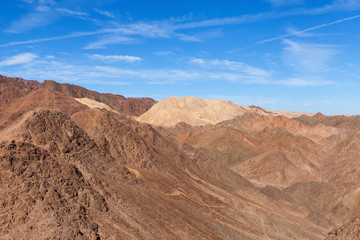 Fototapeta na wymiar Desert mountains with blue sky in the background 