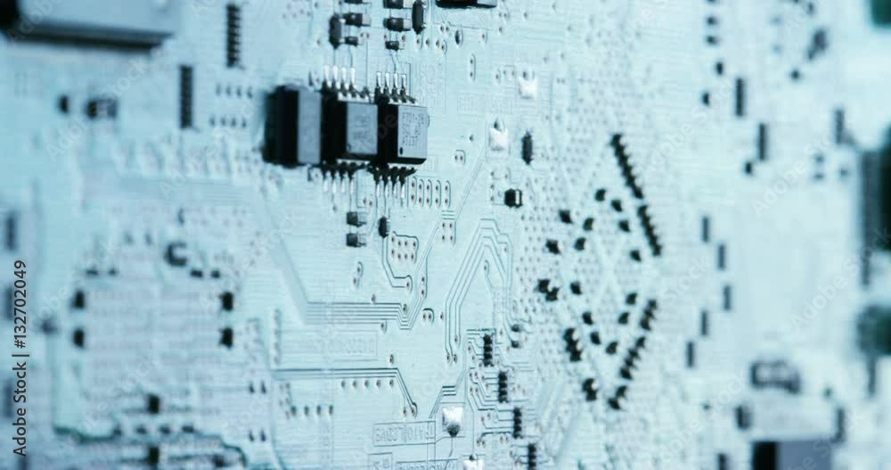 Poster macro shot of a chip, futuristic and modern advanced technology system. the circuit is used in the c