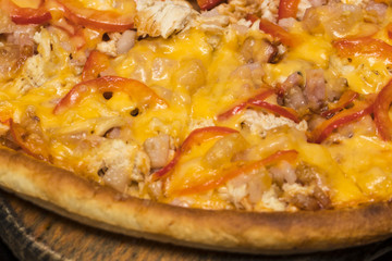 fresh Italian pizza on a black