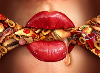 Eating Addiction Concept - obrazy, fototapety, plakaty