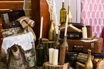 Wedding table setting in rustic style