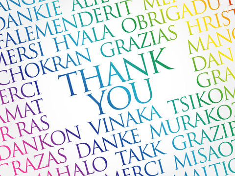 Thank You Word Cloud background, all languages, multilingual