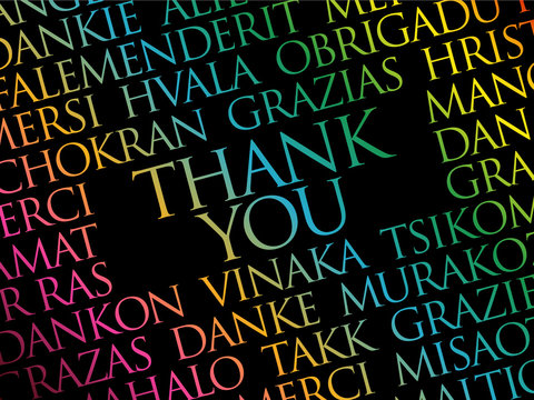 Thank You Word Cloud background, all languages, multilingual