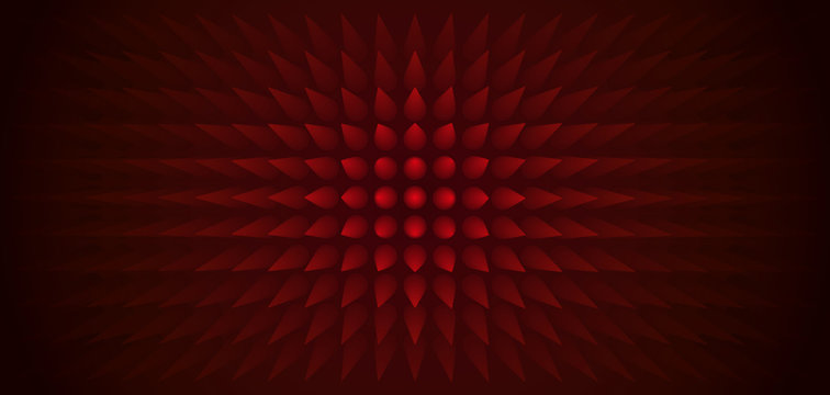 Volume Abstract Red Background, Many Cones, 3d Vector Red Wallpaper