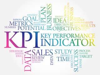 KPI - Key Performance Indicator word cloud collage, business concept background