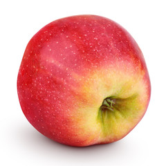 Single fresh red yellow apple isolated on white background with clipping path