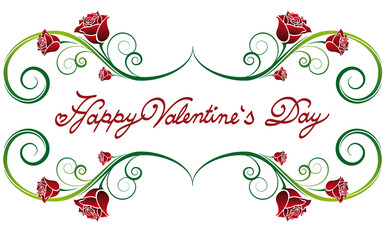 Happy Valentine's Day lettering fonts ornament with rose petals