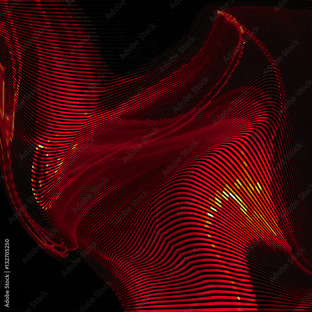 Aufkleber glitch abstract background with distortion effect, random wave red lines for design concepts, poster