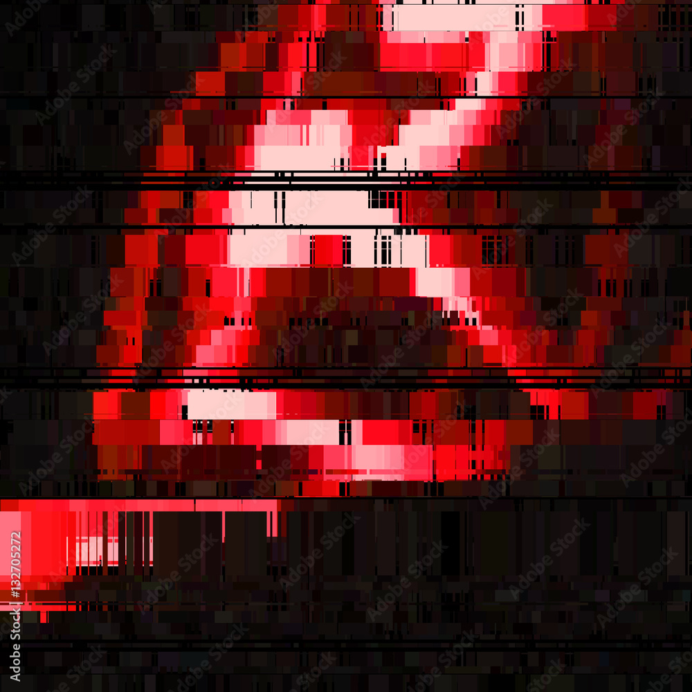 Aufkleber glitch red abstract background with distortion, bug effect, random lines for design concepts, poster
