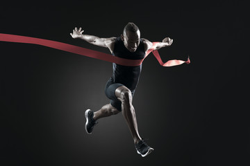 Runner crossing finish line