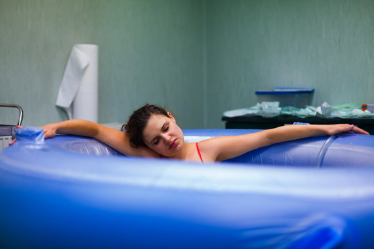 Pregnant Woman Birthing Pool During Natural Stock Photo 1519293950