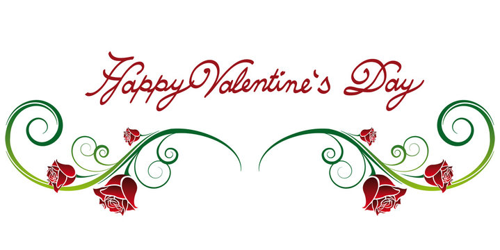 Happy Valentine's Day font ornament with rose petals