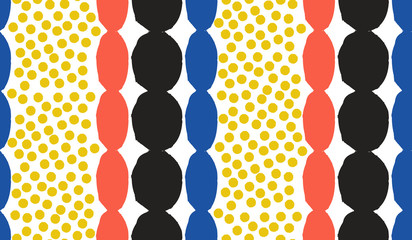 Seamless ornamental pattern with abstract flowers. Cute print with bird in scandinavian style.
