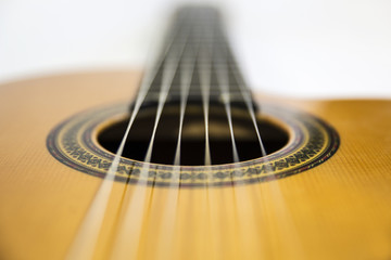 Close-up of a Spanish guitar