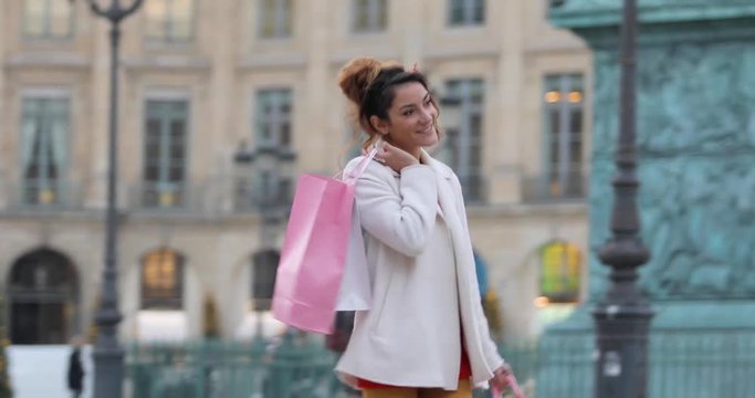 Paris, Woman shopping in Paris on place Vendome, 4K, UHD (3840X2160)