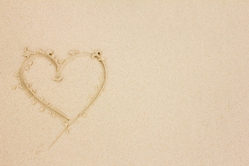 Heart drawn on the sand