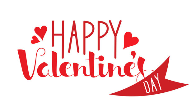 HAPPY VALENTINE’S DAY Card in handdrawn font with hearts