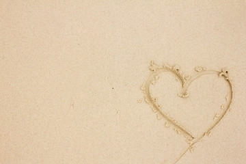 Heart drawn on the sand