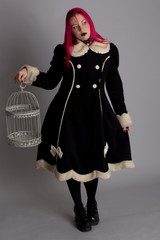 Gothic girl with bird cage #02