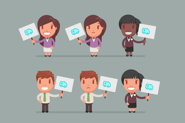 people holding signs