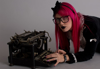 Chris with typewriter