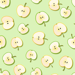 Fresh green organic apples seamless pattern.