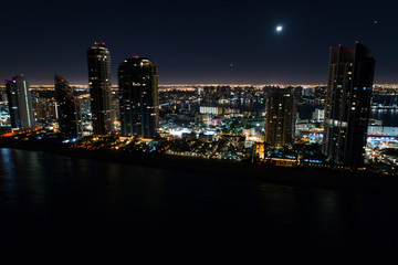Night image of buildings in the city