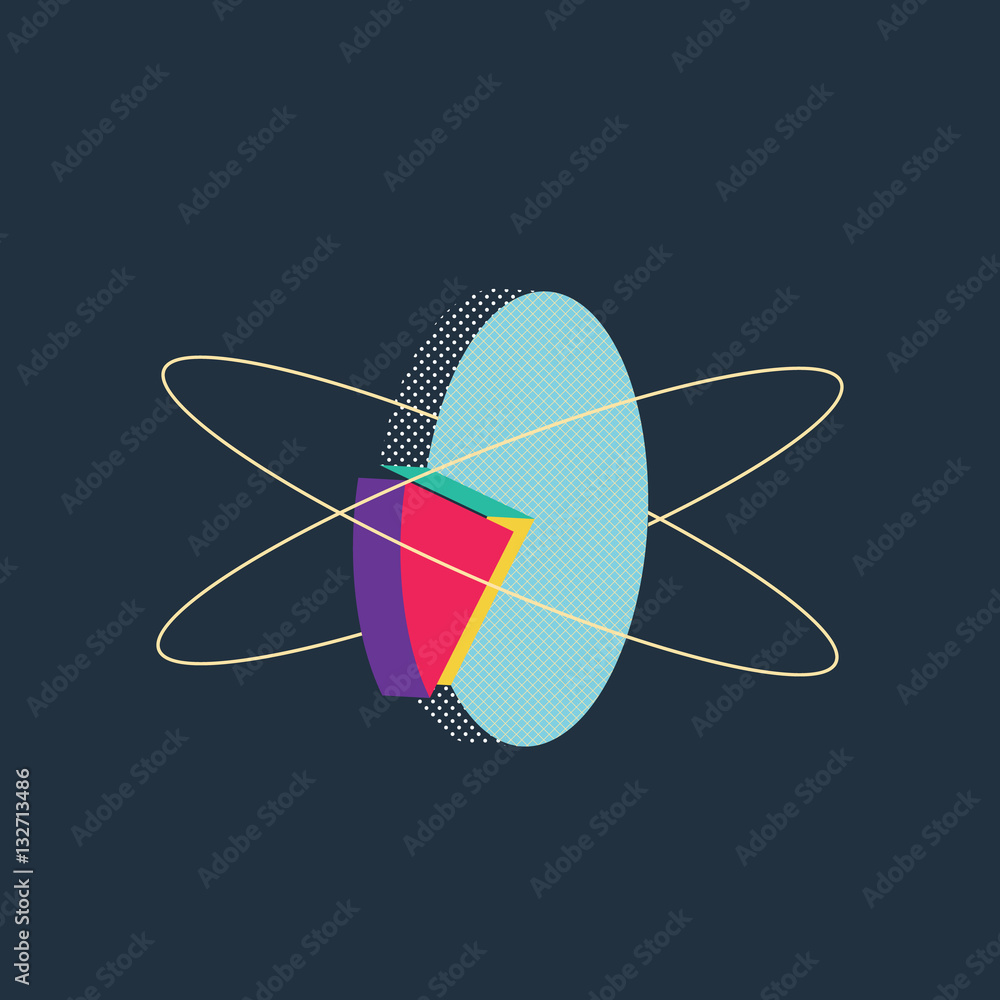 Poster abstract modern retro vector shape pie chart.
