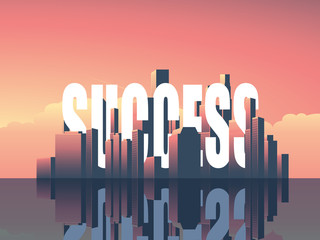 Success abstract business concept vector illustration with corporate downtown skyline cityscape.