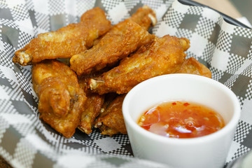 Fried chicken wing barbeque