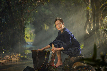 Beautiful Thai woman is  working very happy,Thailand culture,thailand buautiful farmer