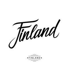 Handwritten word Finland. Hand drawn lettering. Calligraphic element for your design. Vector illustration.