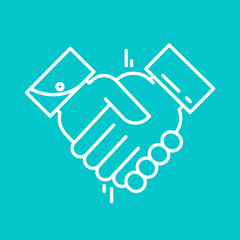 Partnership or Handshake line icon. Teamwork and friendship. Business concept. Flat vector illustration. Flat design vector illustration.