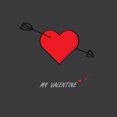 cupid arrow stab in the middle of the red heart