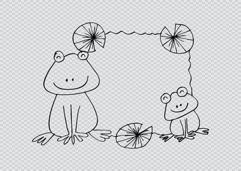 Two Frogs Mother and Baby. Sketchy style