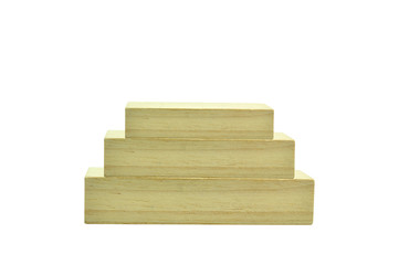 Stack of Rectangle wood blocks isolated, business conception wor