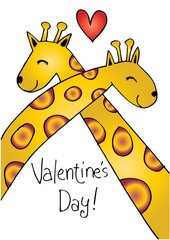  Two giraffe in love. Sketchy style.